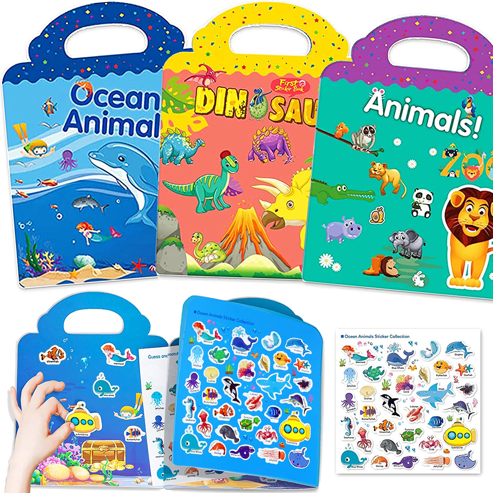 Yowlieu travel sticker book with a sturdy handle for on-the-go play.