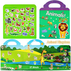 Yowlieu travel sticker book with handle for easy, mess-free trips