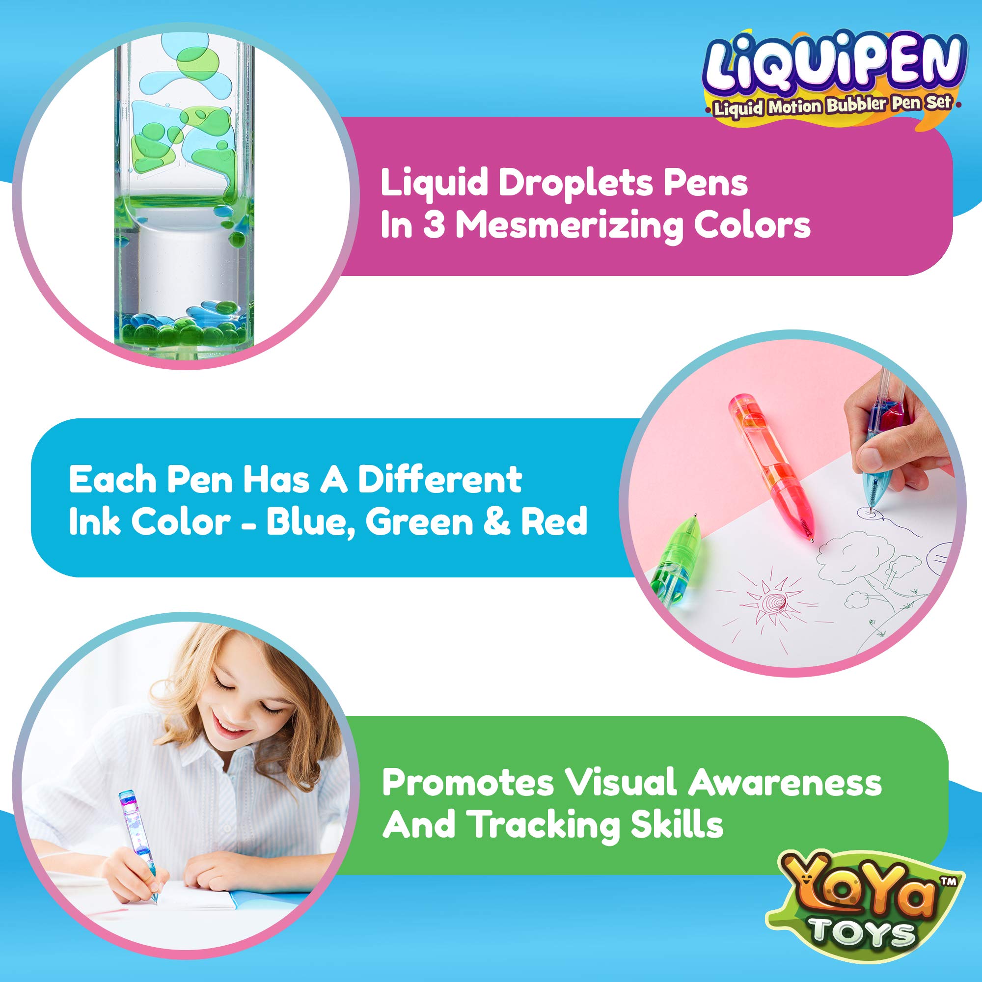 YoYa Liquipen blue pen in hand sparks playful concentration.