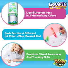 YoYa Liquipen blue pen in hand sparks playful concentration.