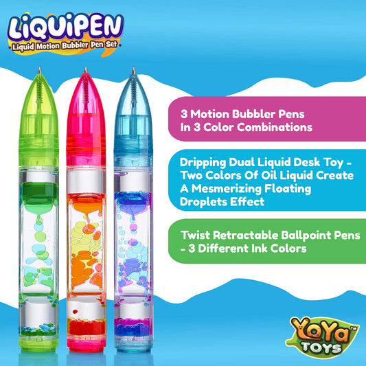 YoYa Liquipen liquid droplets in motion promote calm focus during study.