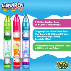 YoYa Liquipen liquid droplets in motion promote calm focus during study.