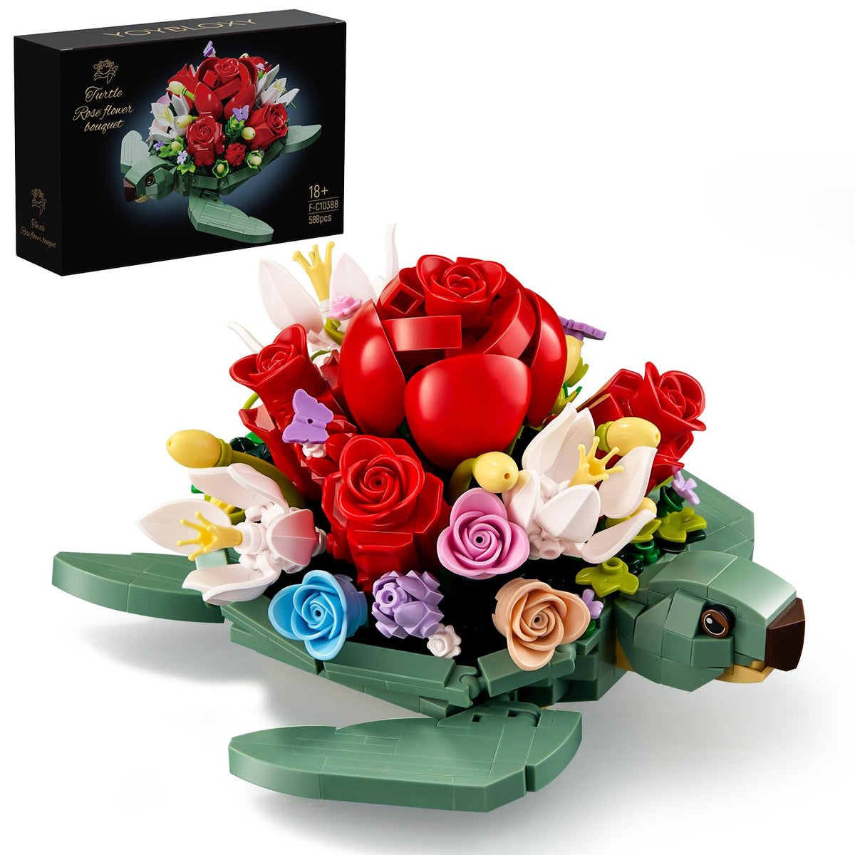 YOYBLOXY sea turtle rose bouquet planter assembly idea for playful decor