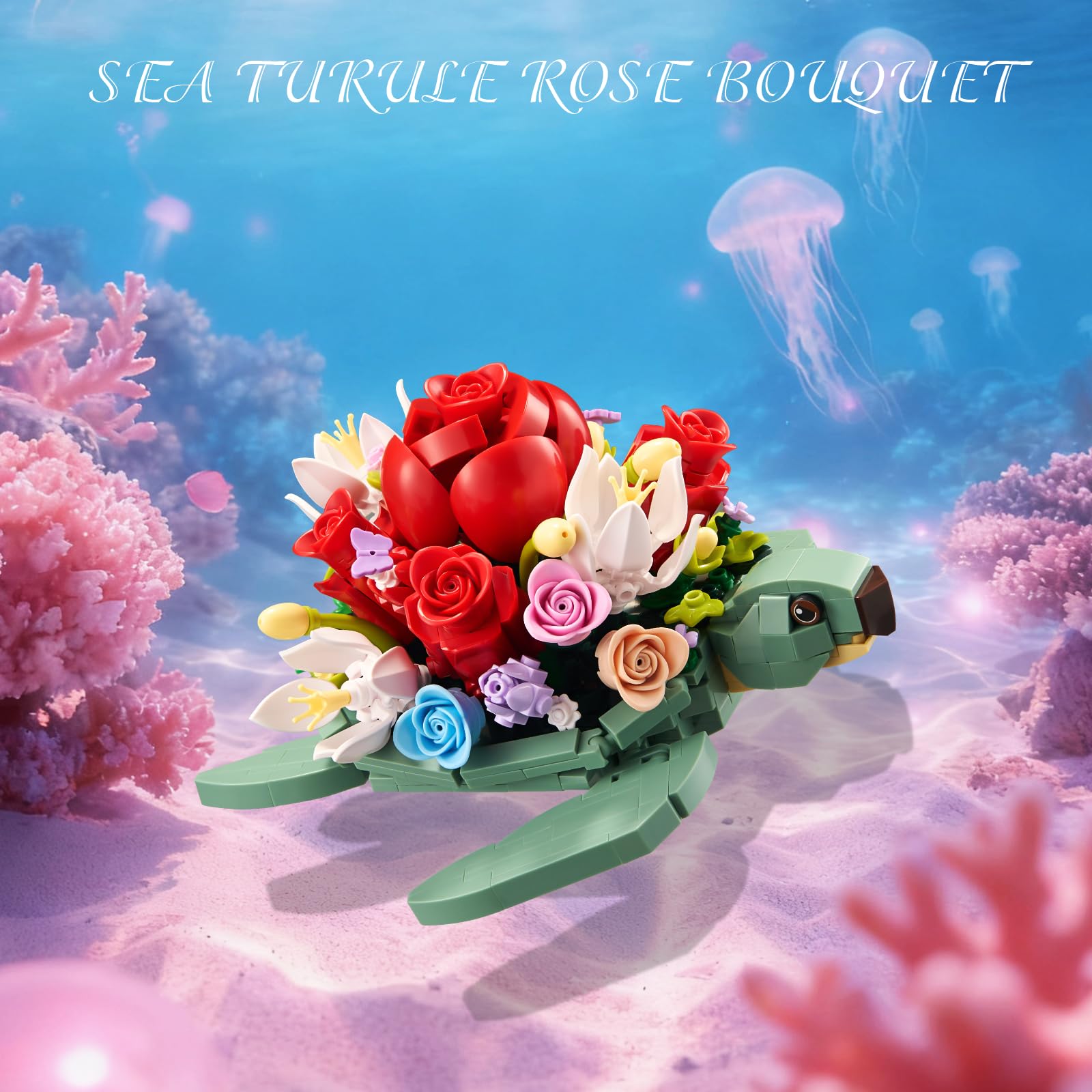 YOYBLOXY turtle rose flowerpot model on shelf adds eye-catching charm