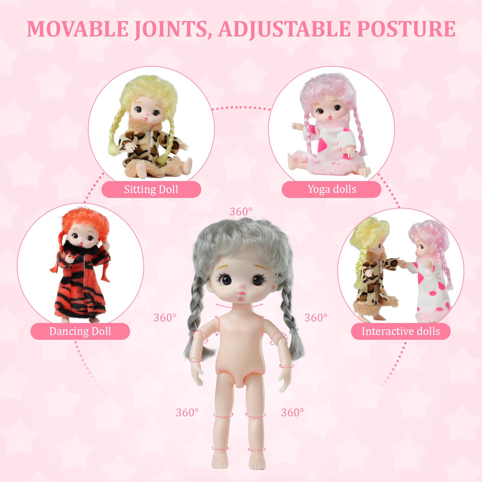 YOYOExment fully posable dolls showing movable arms, legs, and head for dynamic poses.