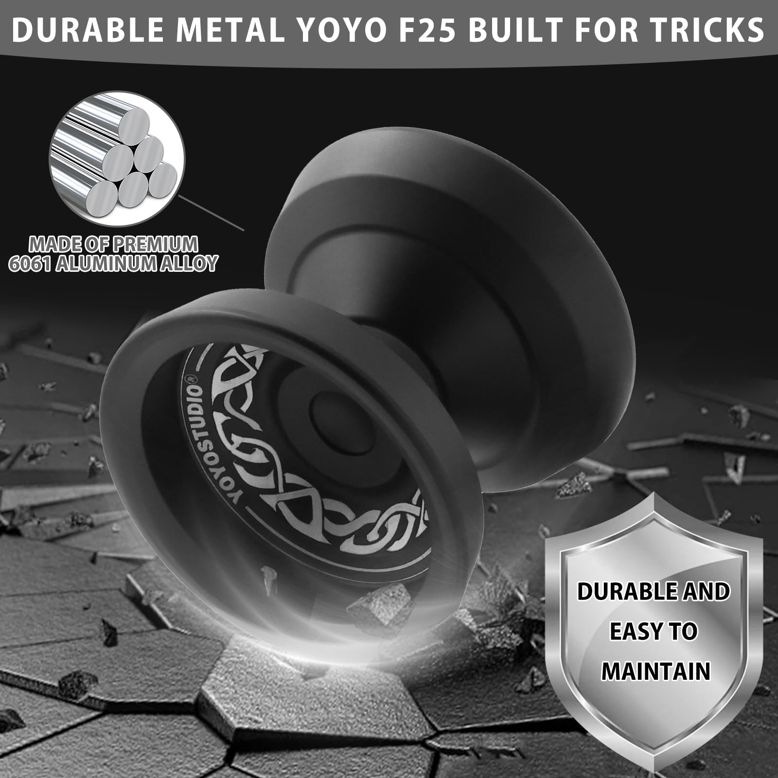 YOYOSTUDIO F25 recessed hub design improves control during tricks.