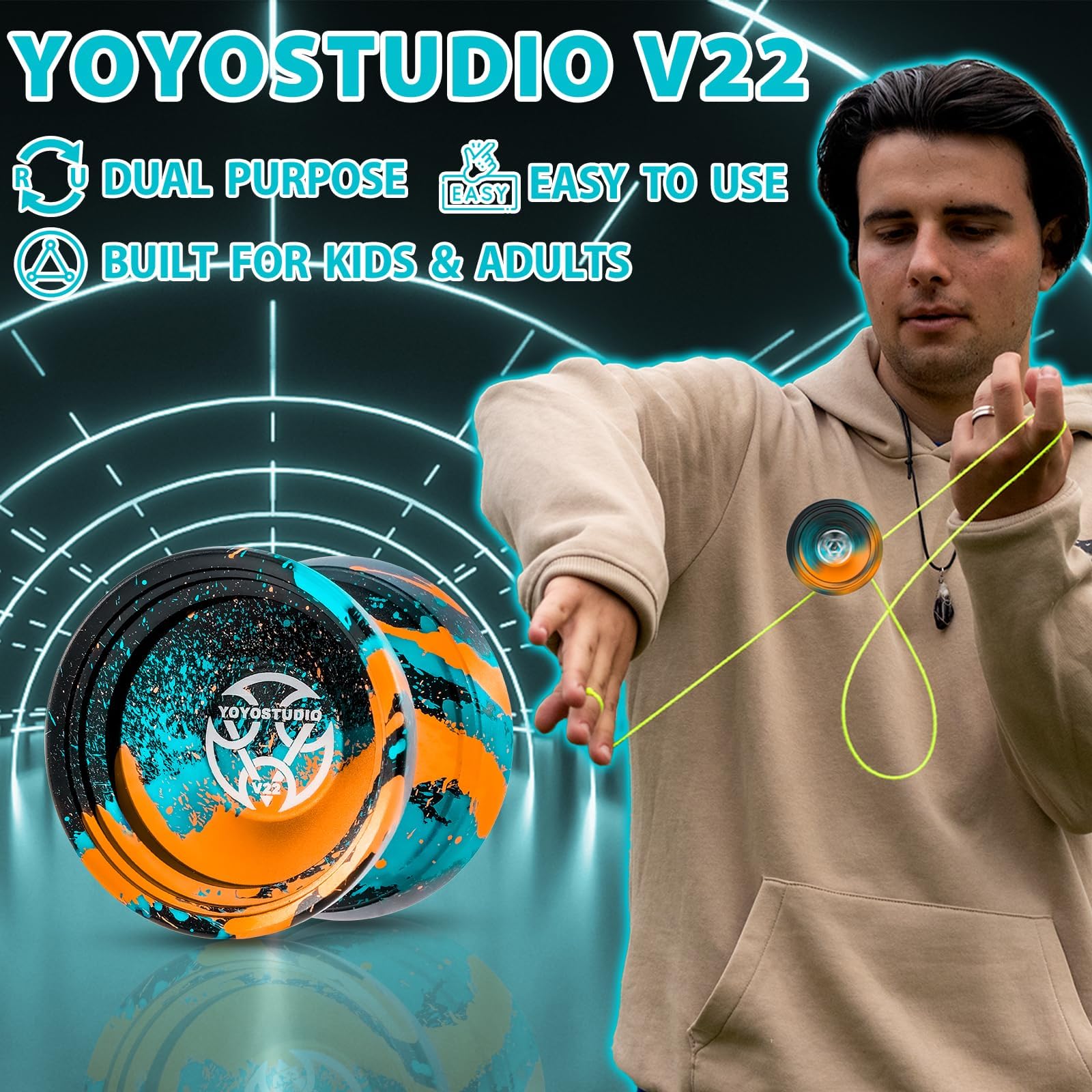 YOYOSTUDIO V22 dual-mode switch enables easy transition between responsive and unresponsive play.