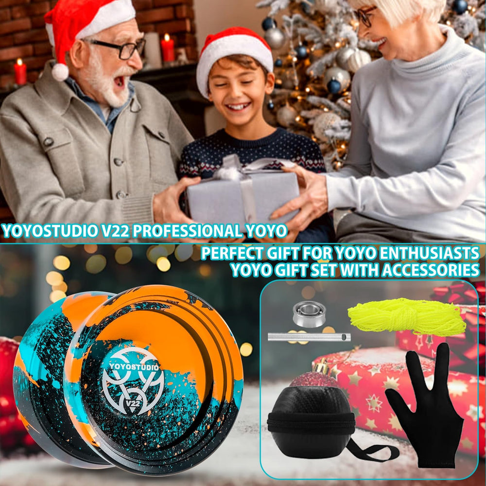 YOYOSTUDIO V22 versatile yo-yo suitable for kids and adults practicing various tricks.