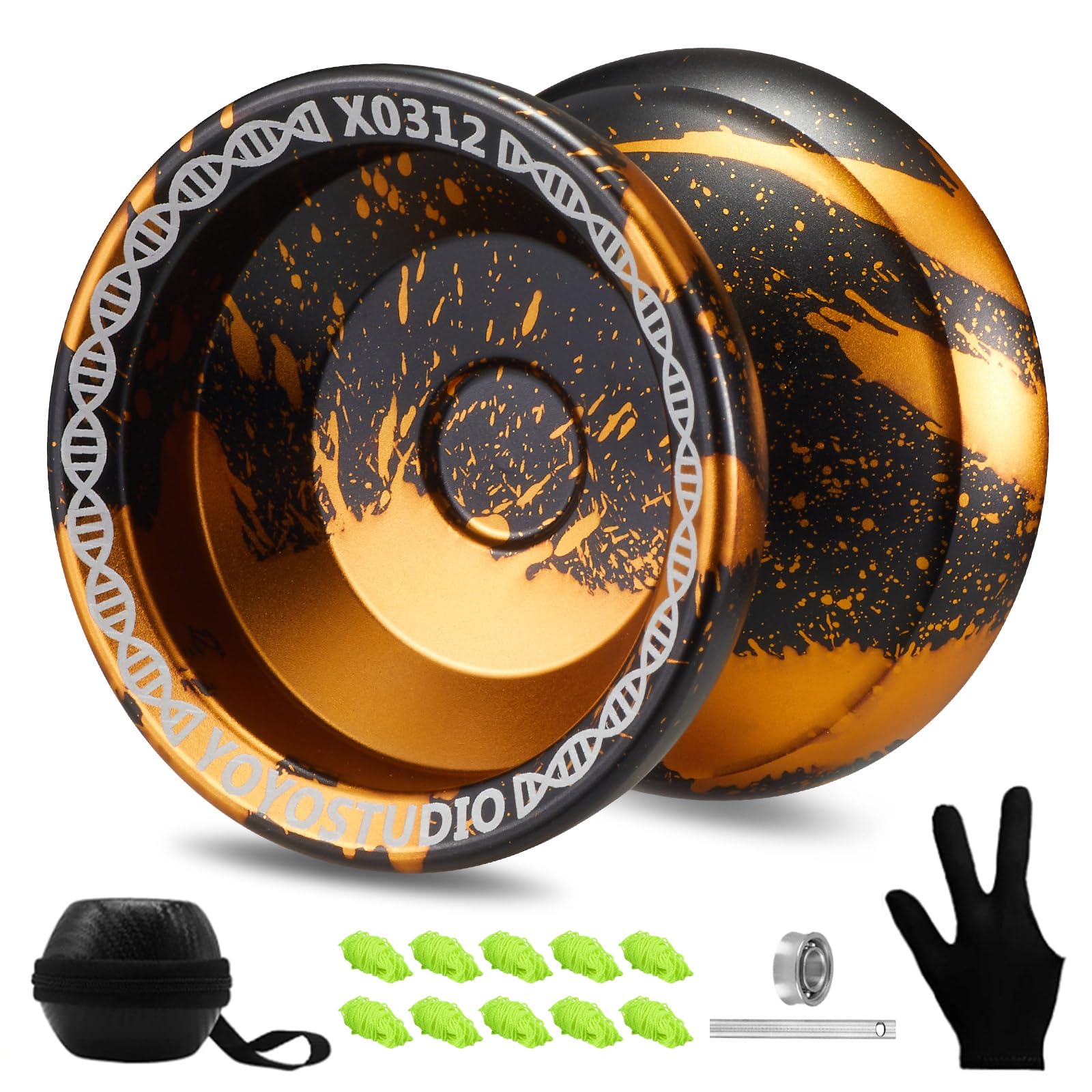 YOYOSTUDIO X0312 trick yoyo in black and gold for versatile play