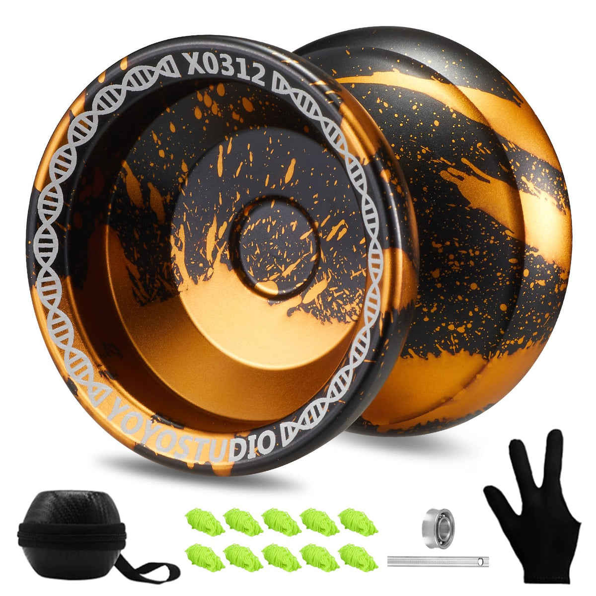 YOYOSTUDIO X0312 trick yoyo in black and gold for versatile play