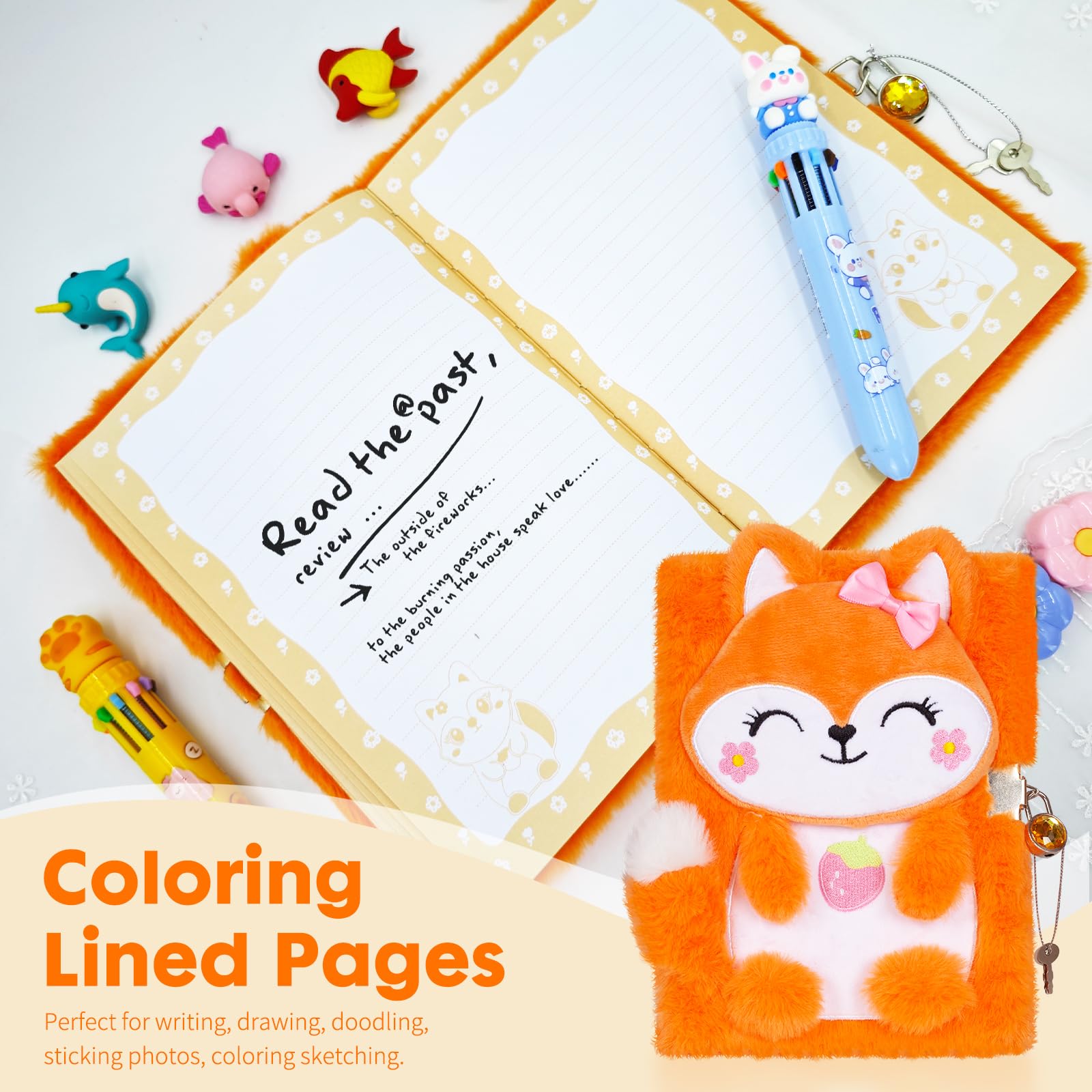 YOYTOO Fox Diary open pages show a lined writing area
