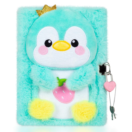 YOYTOO penguin diary cover closeup showing soft plush texture for cozy diary sessions