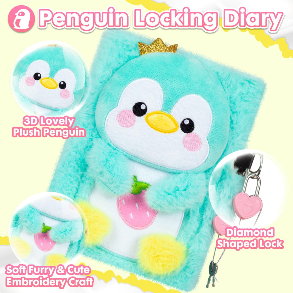 YOYTOO penguin diary pink heart lock with two keys for privacy