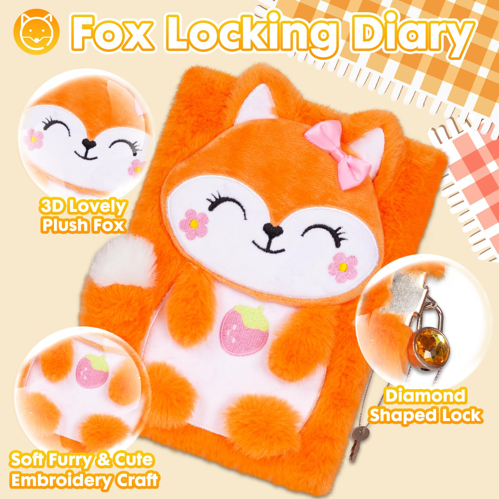 YOYTOO plush fox embroidery details on the diary