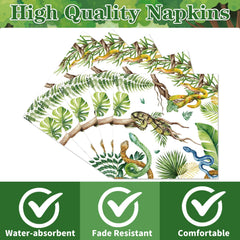 Yoyuspy snake-themed napkins enhance jungle safari table setting and guest experience.