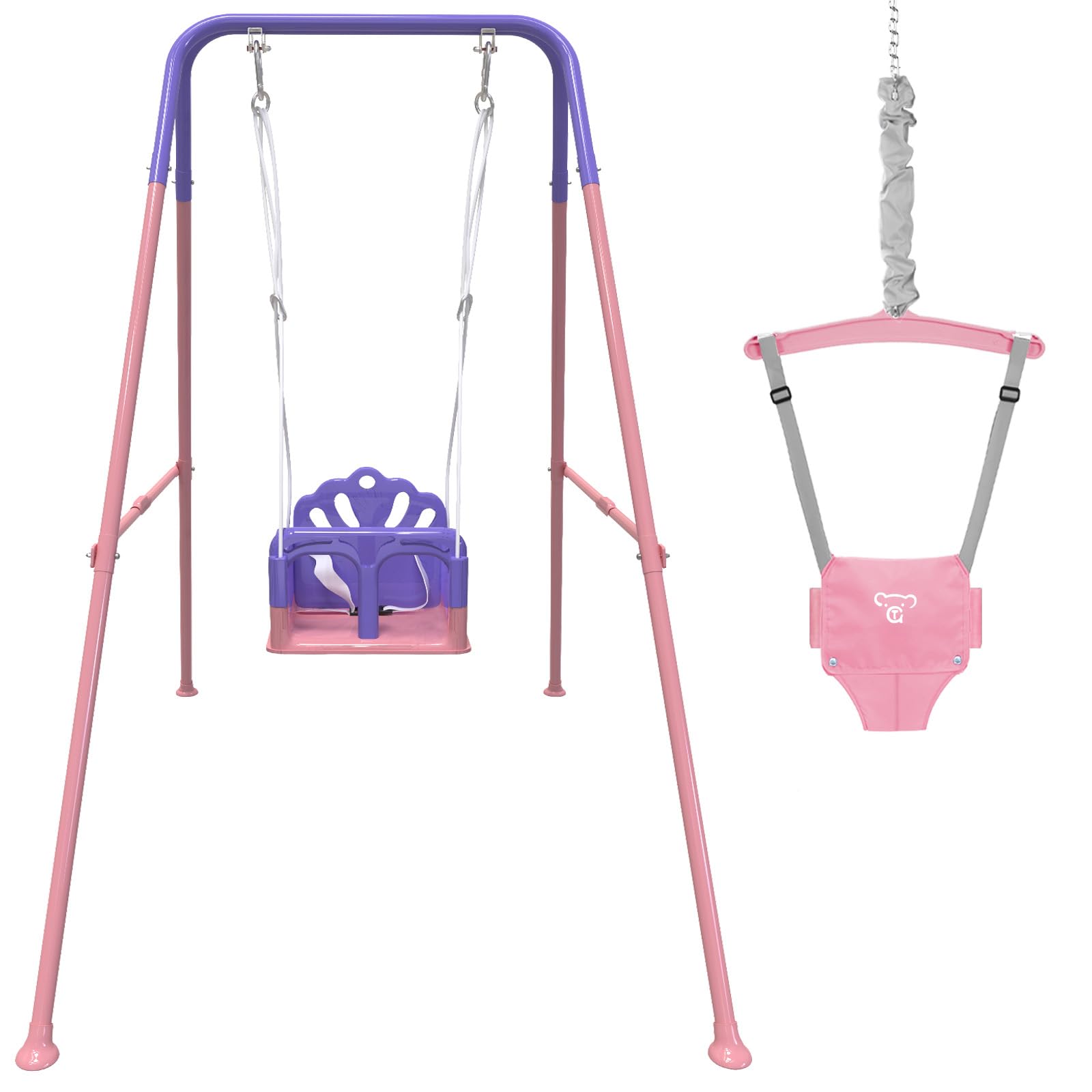 Yozoia foldable toddler swing frame pink for indoor and outdoor fun.