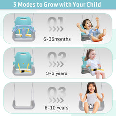 Yozoia toddler swing detachable modes showcase versatile three-way seating options.
