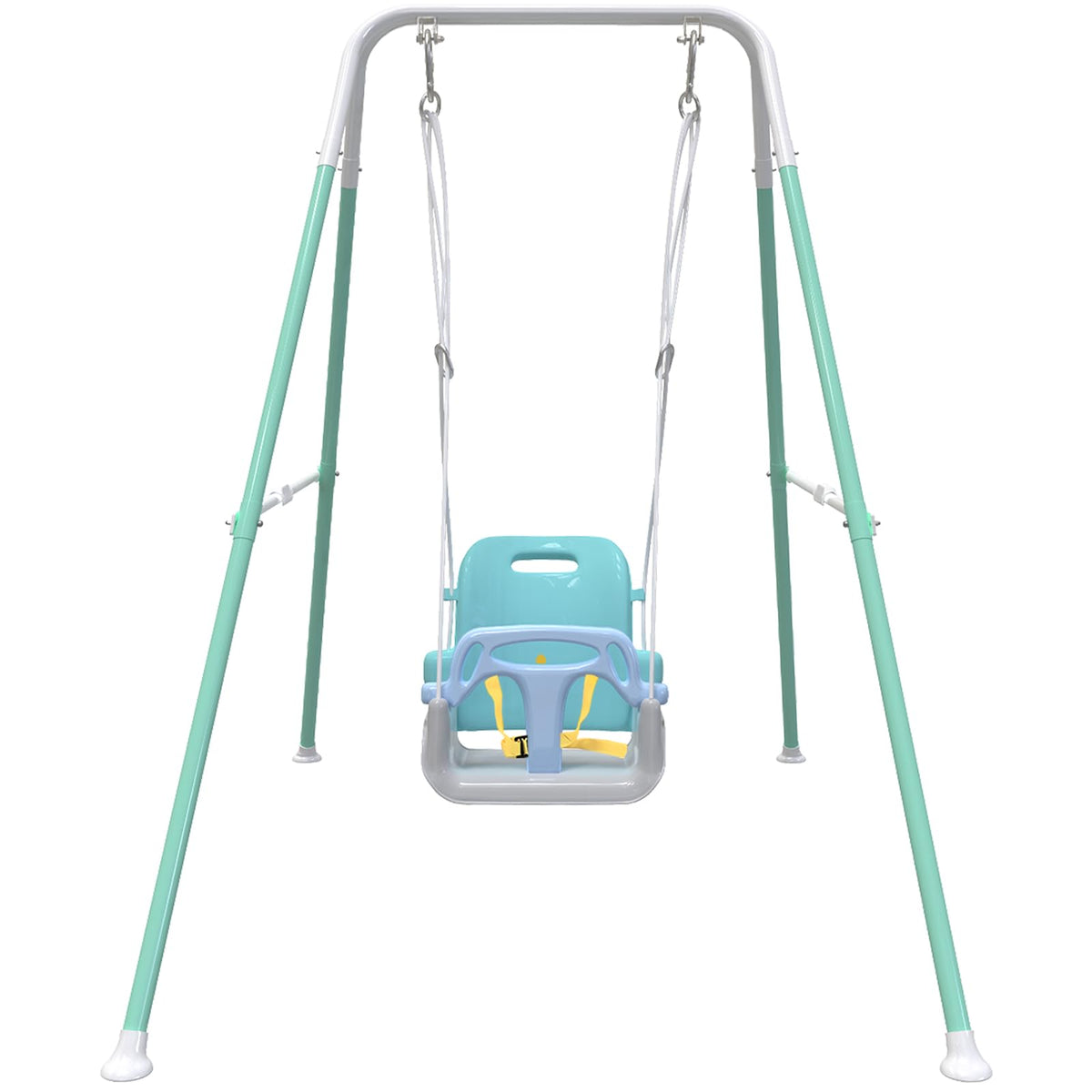 Yozoia toddler swing in foldable setup, easy storage and space-saving use.
