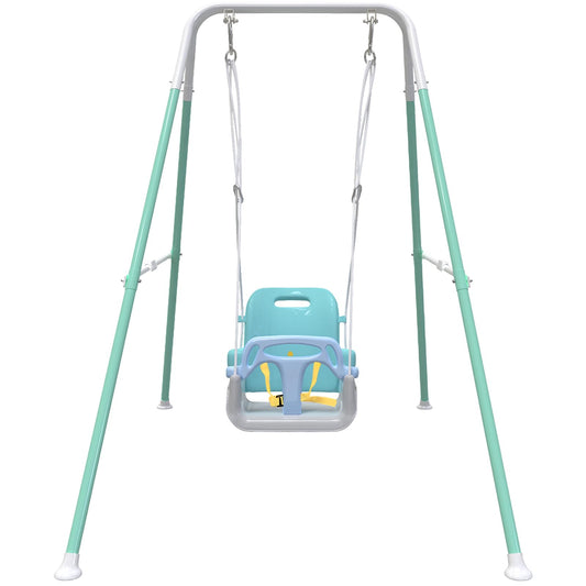 Yozoia toddler swing in foldable setup, easy storage and space-saving use.