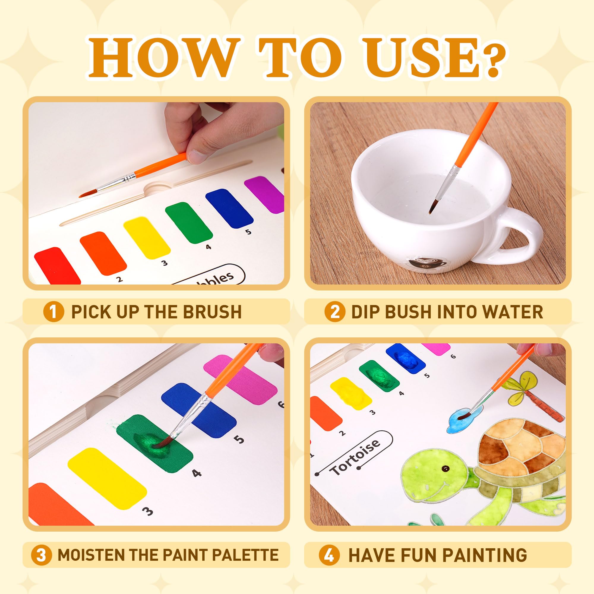 YPLUS Paint with Water Book balloons pattern pages boost color recognition and fine motor skills.