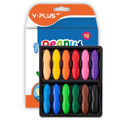 YPLUS Peanut Crayons 12-color pack front view for vibrant art sessions