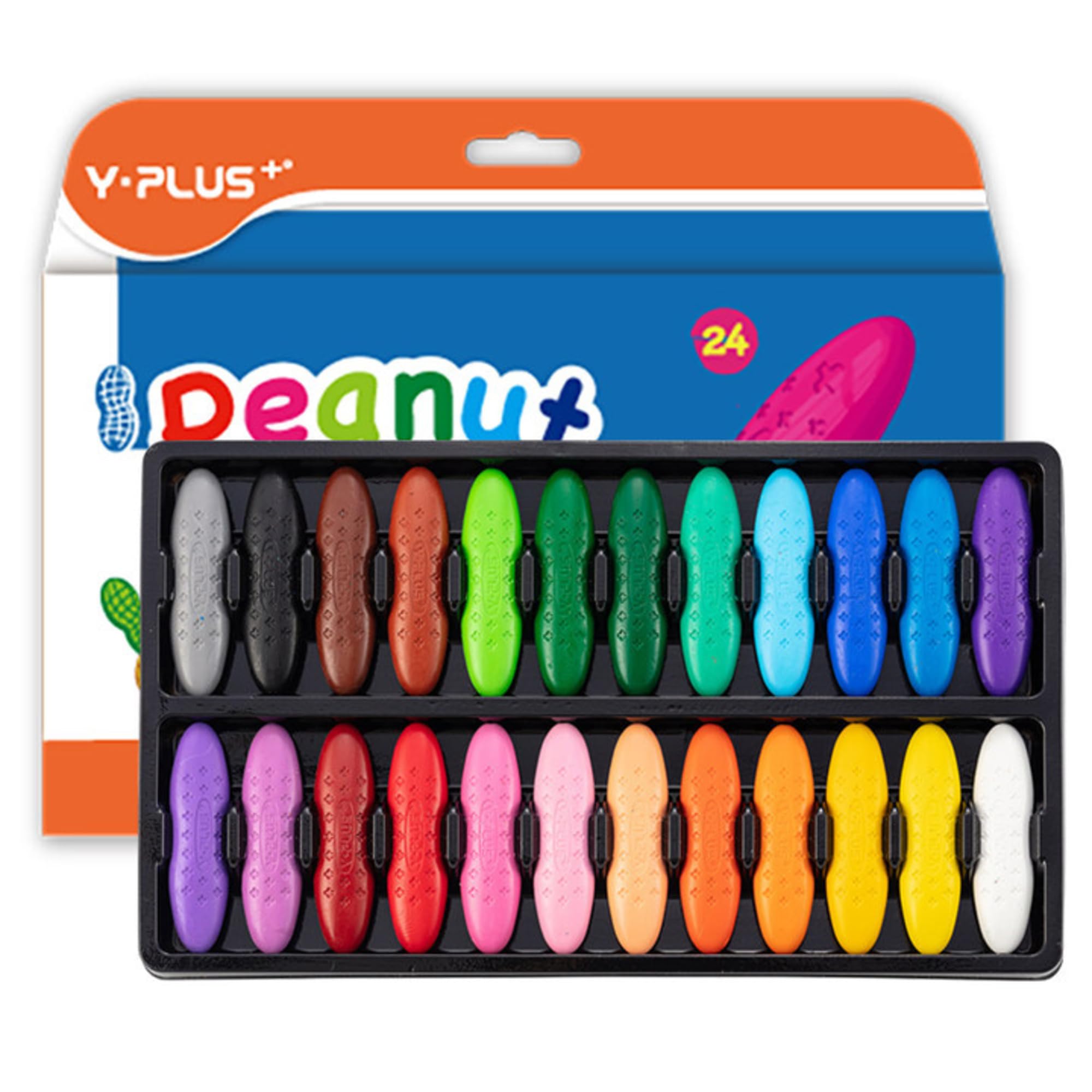 YPLUS Peanut Crayons 24-color pack for vibrant, mess-free coloring.