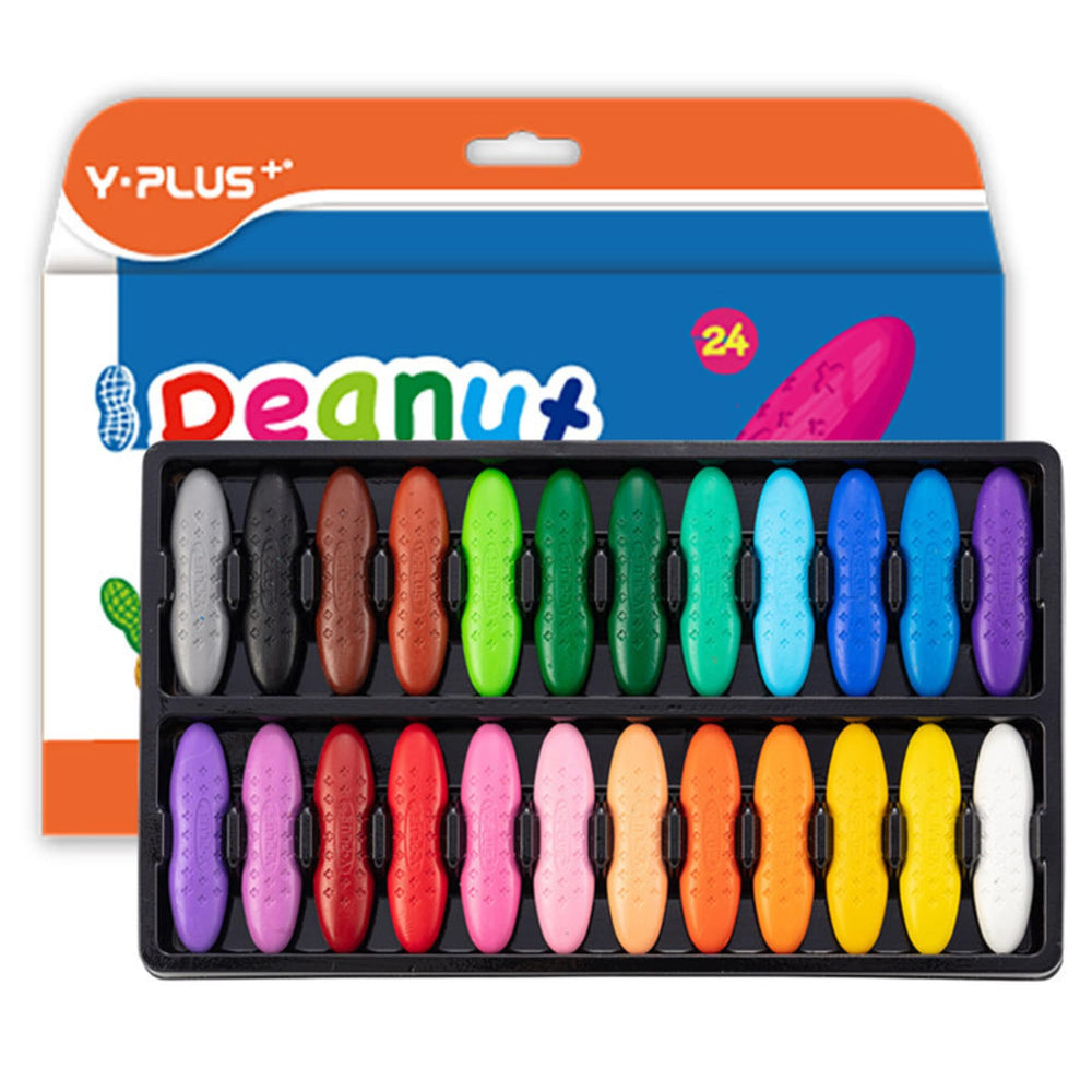 YPLUS Peanut Crayons 24-color pack for vibrant, mess-free coloring.