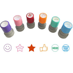 YQBOOM round teacher stamps set for classroom rewards and homework feedback.