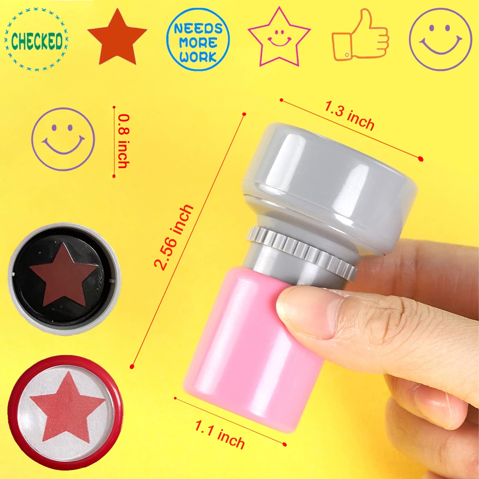 Sturdy plastic shell of the YQBOOM teacher stamps for durable daily use.