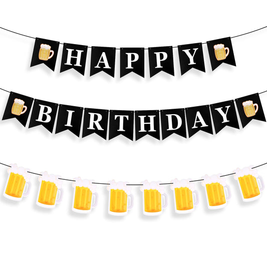 YQQYG beer birthday banner elevates the beer-themed party aesthetic
