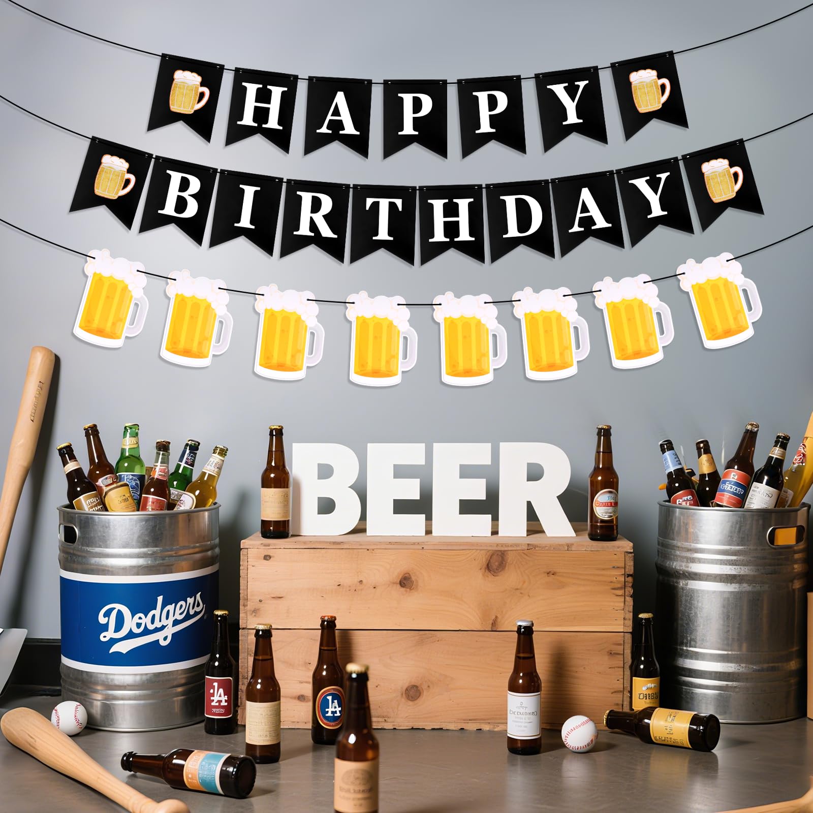 YQQYG cheers and beers decor creates a retro party vibe