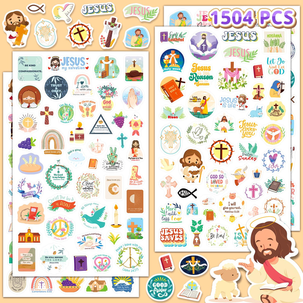 Yqskt Christian stickers pack—waterproof designs for water bottles and journals