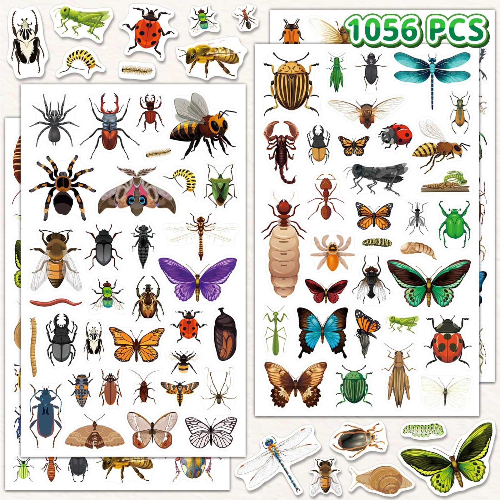 Yqskt bug stickers 32 sheet collection of insects for kids crafts