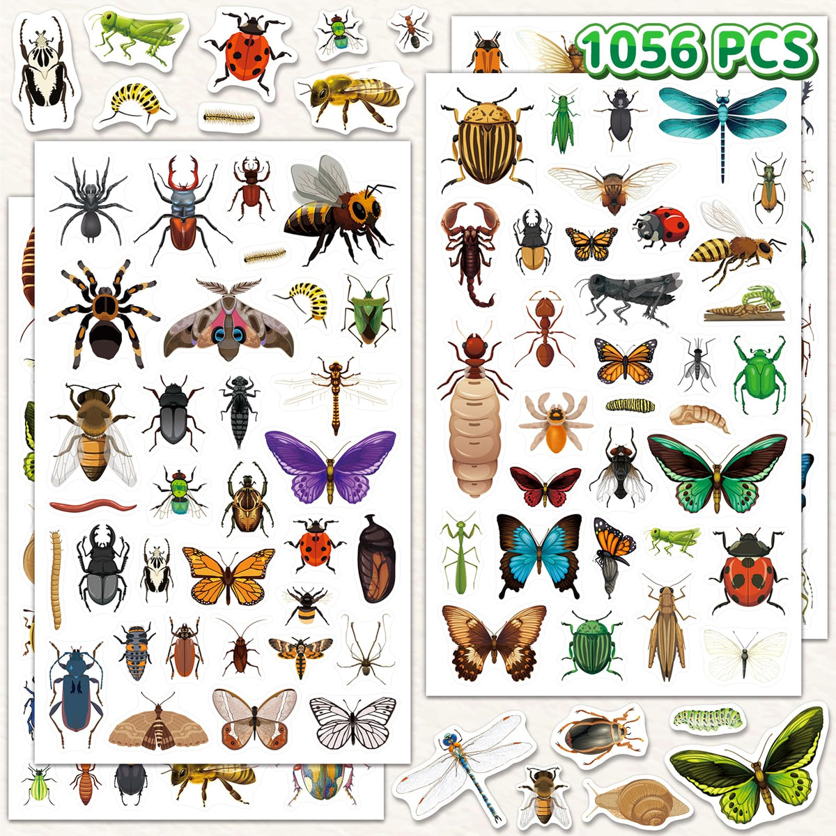 Yqskt bug stickers 32 sheet collection of insects for kids crafts