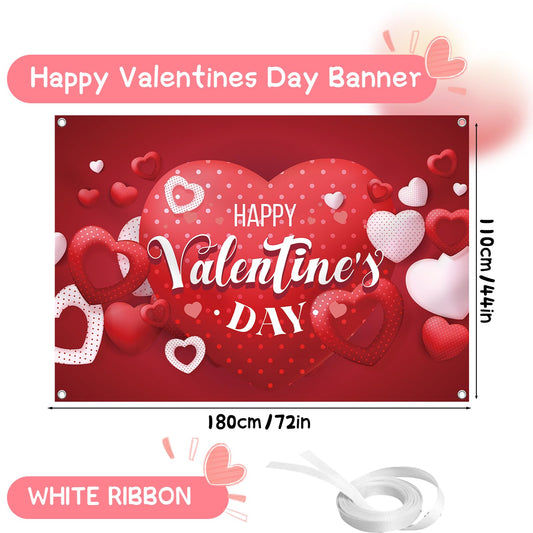 YQUQWN Valentines banner 72x44 size delivers bold colors for parties.