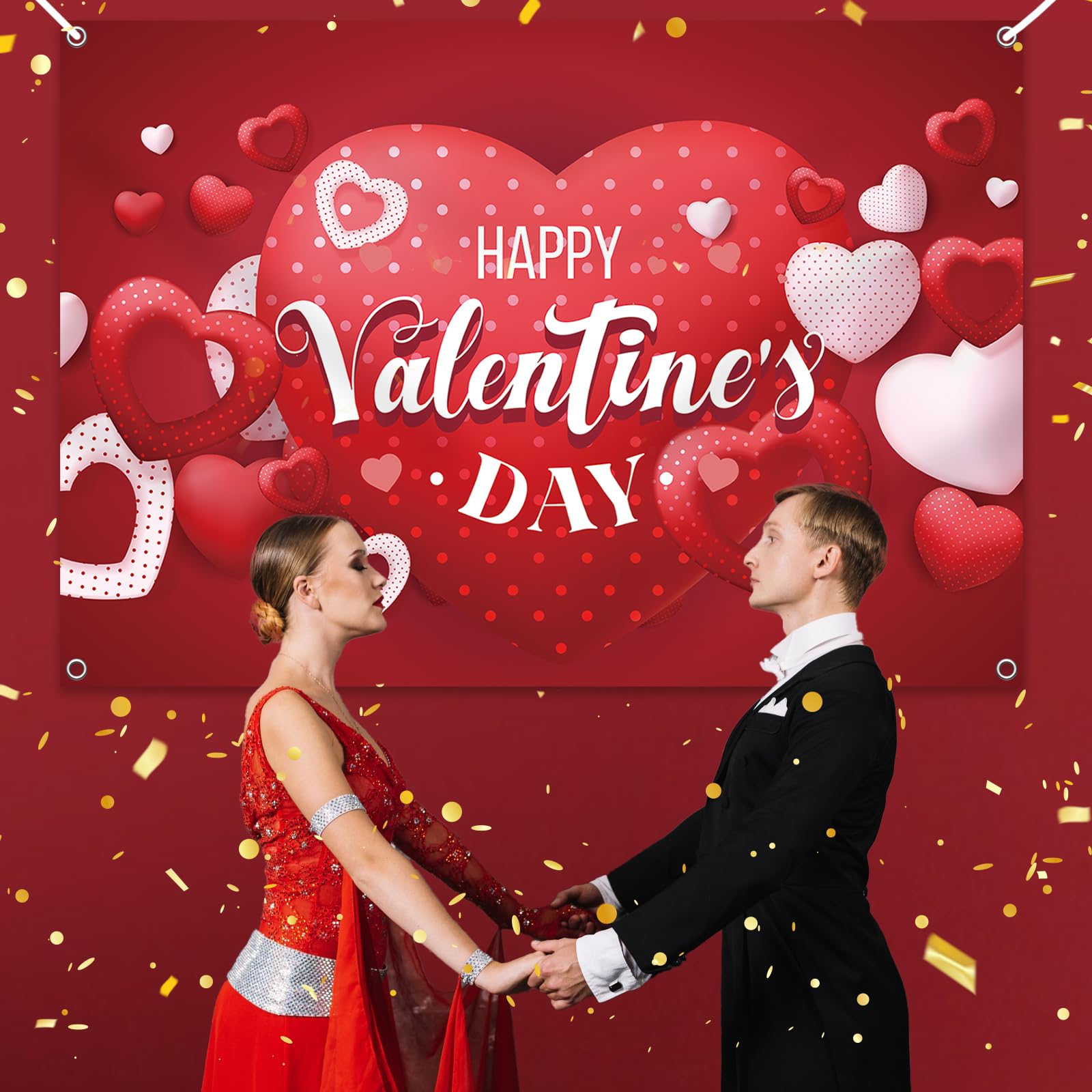 YQUQWN Valentines banner polyester fabric is durable and reusable.