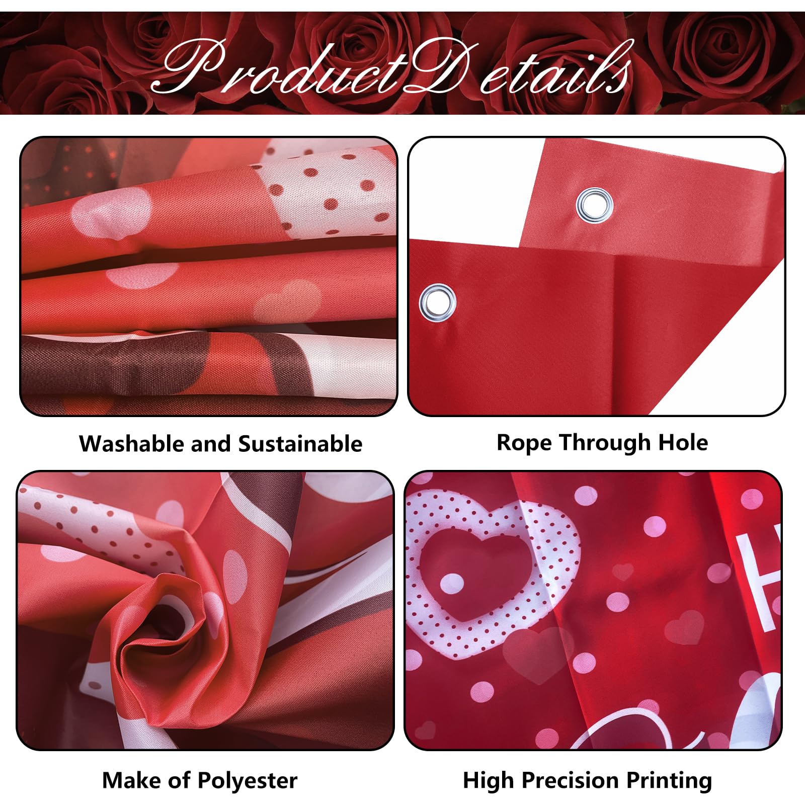 YQUQWN Valentines banner wall-hanging creates inviting decor for home or shop.