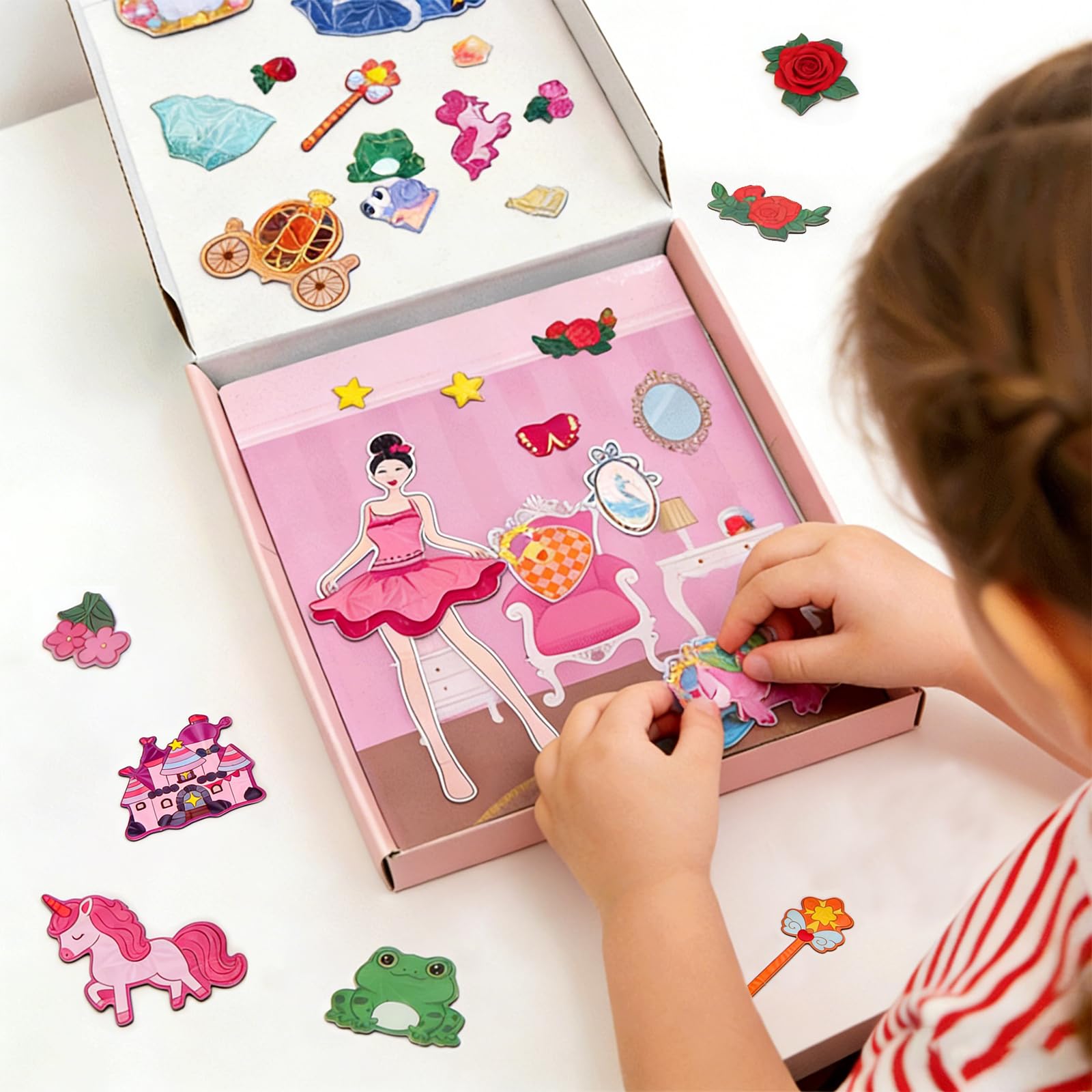 Yrinfay bright backgrounds create imaginative princess dress-up scenes.