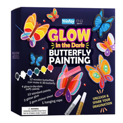 Yrinfay glow-in-the-dark butterfly painting kit packaging showcases a complete art set to spark kids' creativity