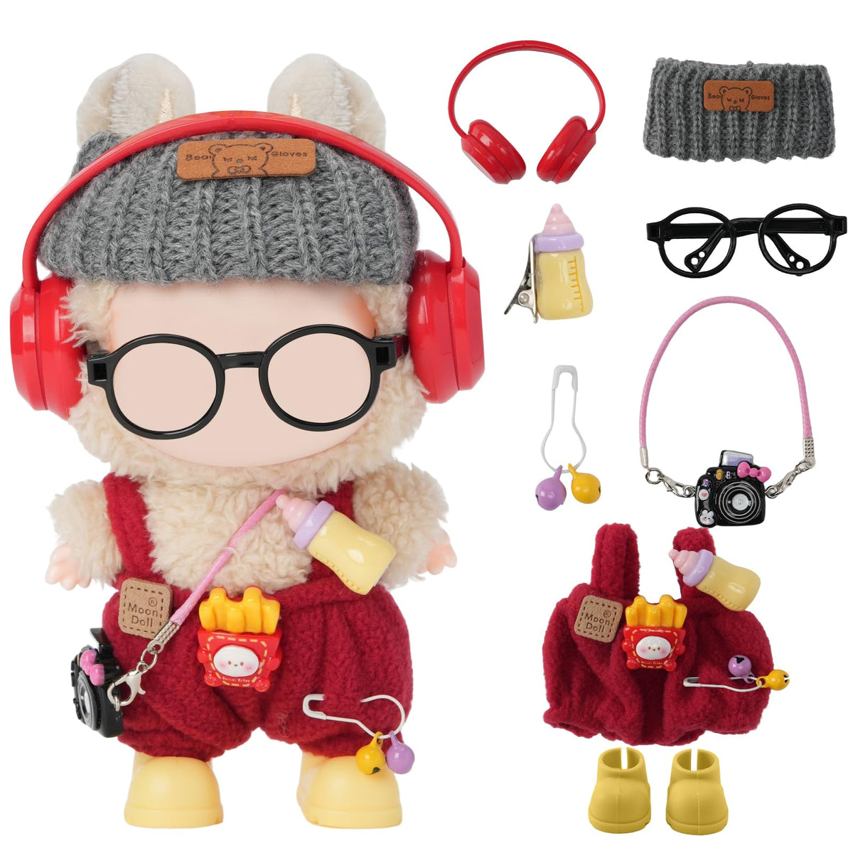 Yrlisfon 8-piece doll clothes red set enables versatile styling for 17 cm dolls