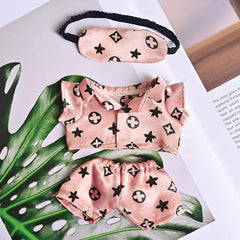 Pink clothes for 17cm Labubu-compatible dolls with stretch fabrics for easy dressing