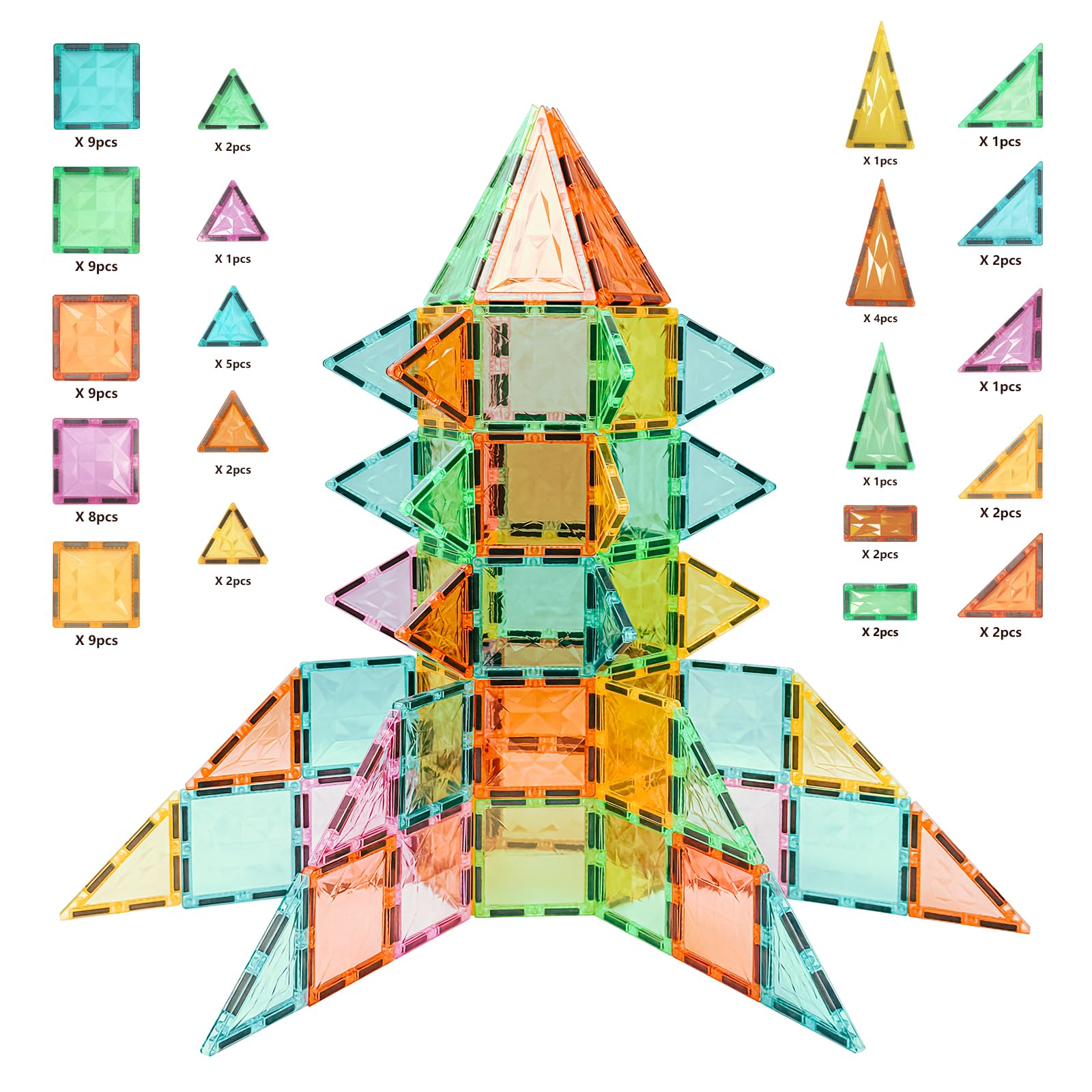 YRZtiles magnetic tiles colorful pattern display promoting spatial thinking during group play