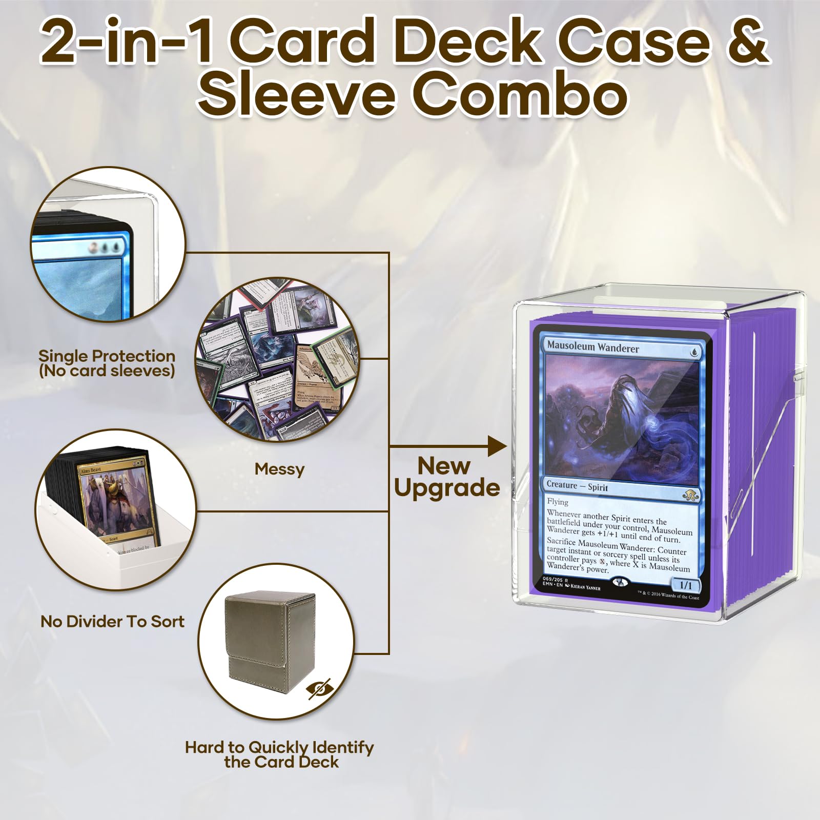 YSCare clear commander deck box front view for easy checks