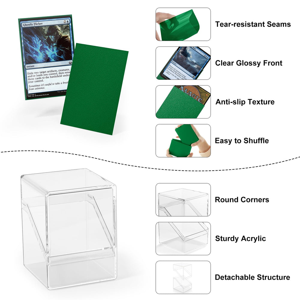 YSCare sleeves close-up shows non-PVC material protecting cards from aging and dust