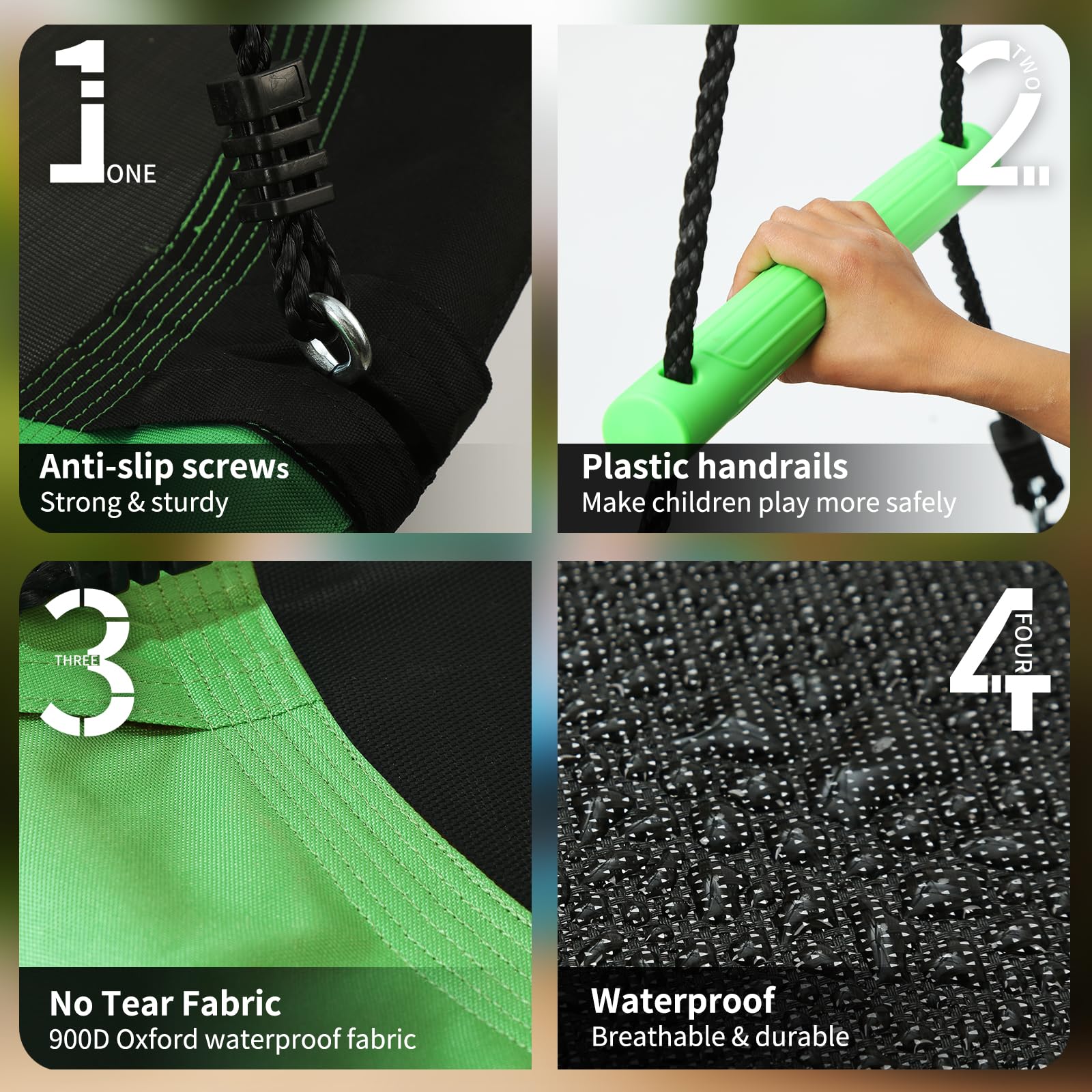 YSEJOMP adjustable multi-strand ropes allow flexible height setup.