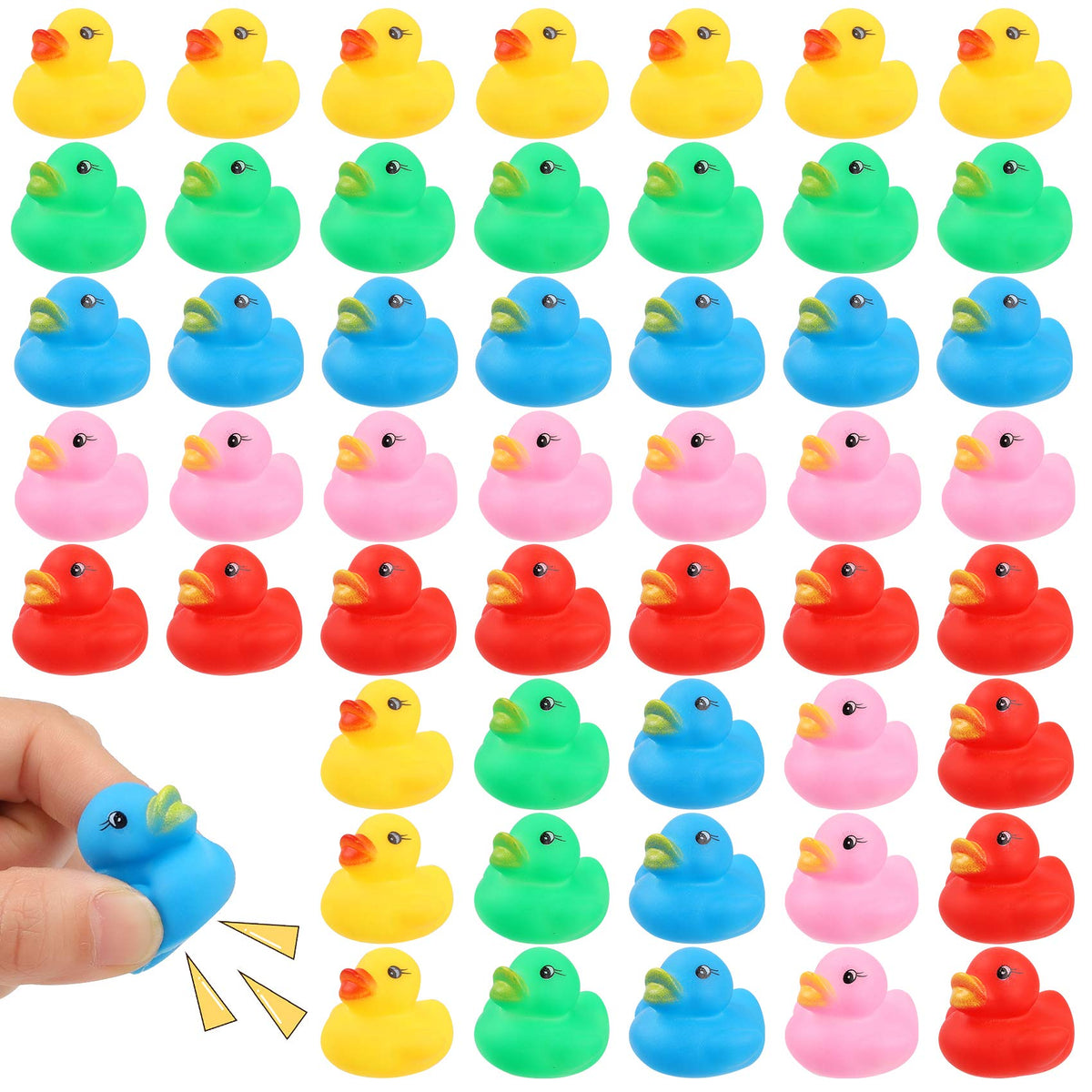 YsesoAi 50-piece rubber ducks for bath time; buoyant and kid-friendly bath toy.
