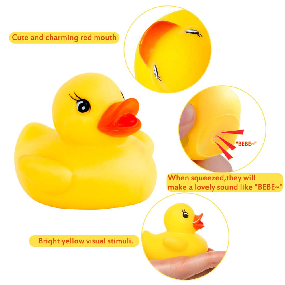 YsesoAi ducks float upright for interactive tub play and coordination.