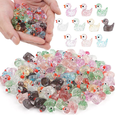 YsesoAi glitter mini resin ducks pack for easy DIY crafts and kid-friendly decoration.