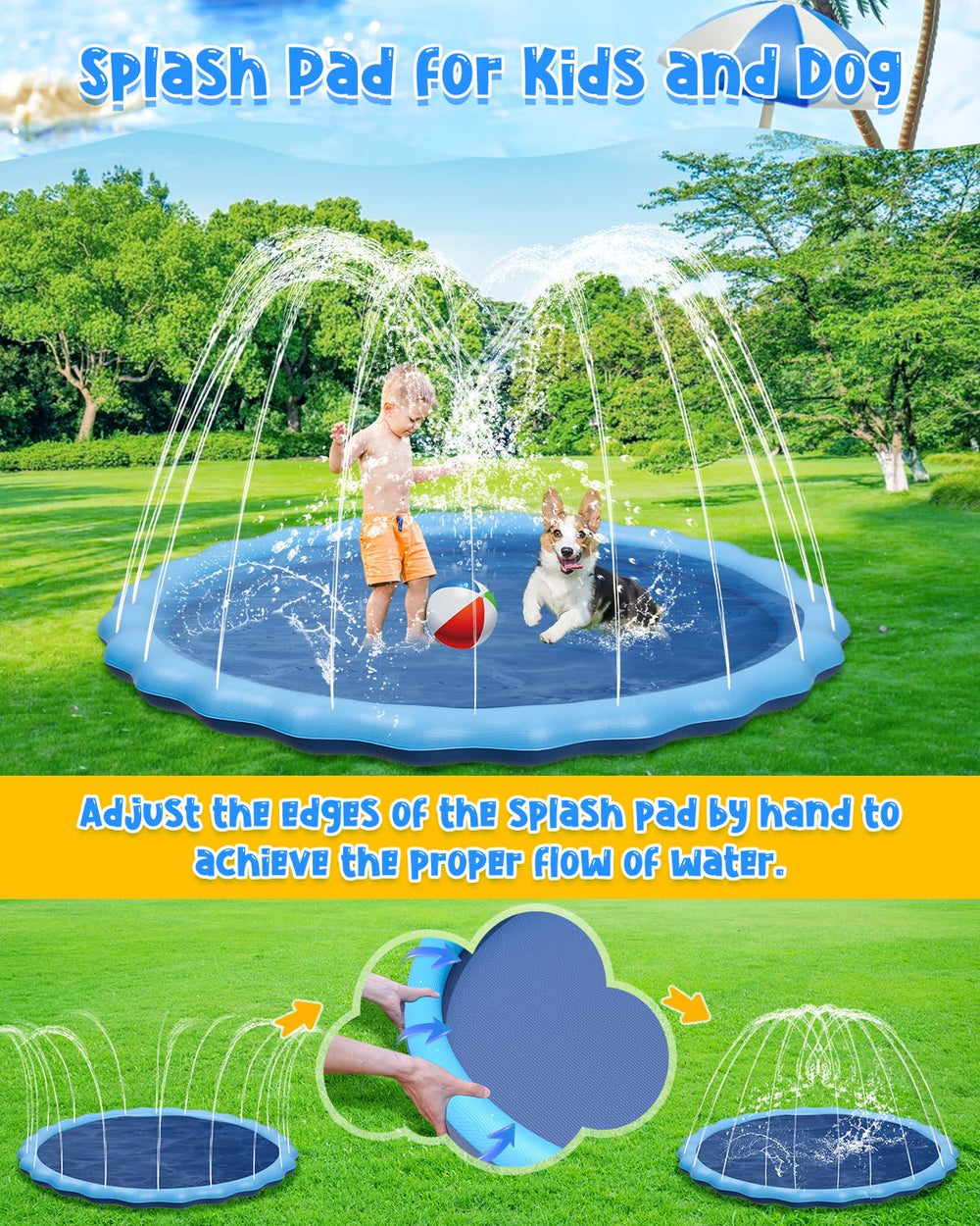 YSJILIDE splash pad dual-edge spray provides customizable water flow