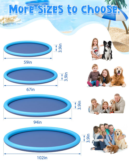 YSJILIDE splash pad for kids and dogs, cooling outdoor fun.